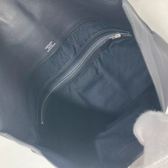 HERMES City slide pouch bag Clutch bag Leather Navy - Picture 2 of 15